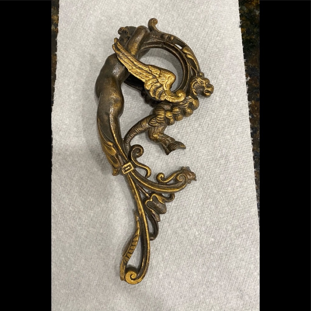 Vintage Angel and Dragon Bronze figurine